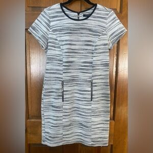 Black and white textured dress with zipper detail